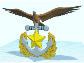 rok naval academy emblem 3d sculptures korean navy midshipman rokn 3d print model - Mito3D
