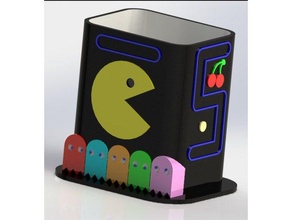 pacman porte-crayon les conteneurs d'arcade art noir le conteneur cool jeux de nouvelles crayon vidéo 3d print model - Mito3D