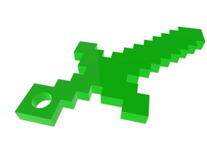 minecraft espada chaveiro - portachiavi jogos de vídeo gadget italiano pixel 3d print model - Mito3D