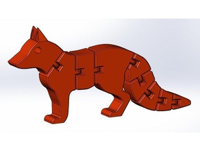 flexi fox animals articulated canine dog flexible flexy floppy vixen vulpes 3d print model - Mito3D