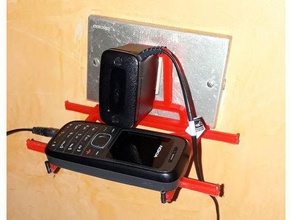 porta cellulare attaccato alla presa mobile-Telefon-Halter-hängende Stecker Handy Handy-Halter 3d print model - Mito3D