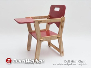 Puppen-Hochstuhl cnc-style verkeilten Zapfen Gelenke Modell-Möbel Stuhl cnc cnc-router doll Puppe-Möbel Hochstuhl Sperrholz stepcraft zenziwerken 3d print model - Mito3D