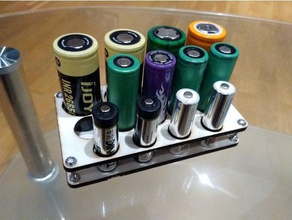 láser de corte madera contrachapada batería organización 18650 caso 26650 aa soporte la vape pie estación 3d print model - Mito3D