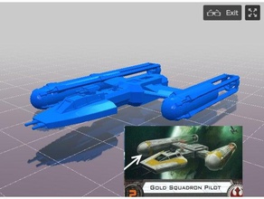 altın filo y-wing pilot kartı şaka oyunlar 3d print model - Mito3D