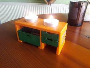mini stove tealight candle holder matches trash bin decor 3d print model - Mito3D