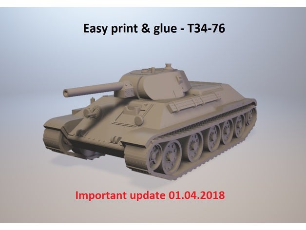 easy print & glue - t34-76 vehicles 3D print model - Mito3D