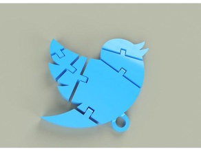 articulated twitter keychain 3d printer parts keyring 3d print model - Mito3D