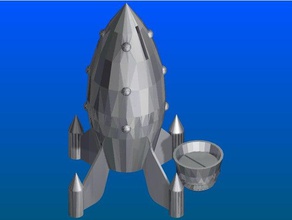 rocket ship bank Münzen und Abzeichen Erzbischof ryan cad sparschwein piggy r kevin ball 3d print model - Mito3D