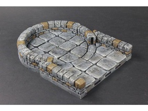 openlock dungeon stone low curved interfaces toy & game accessories dnd tiles miniatures openforge pathfinder rpg tabletop terrain tile 3d print model - Mito3D
