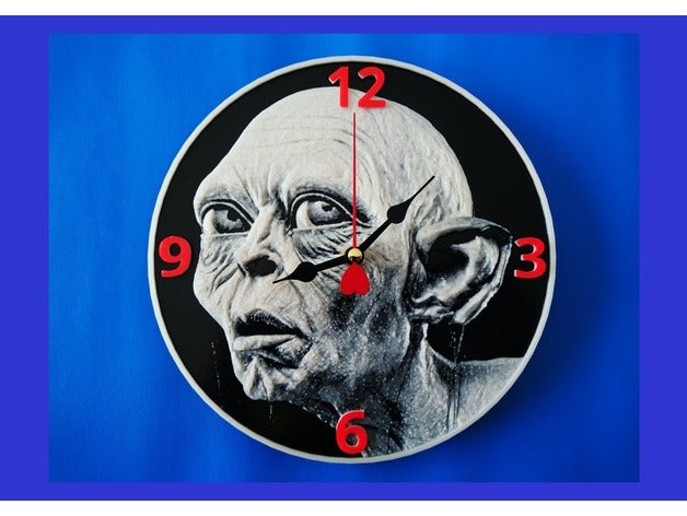 reloj gollum 3d art 3dlito clock dibujo3d hobbit lithophane litofania relief relieve lord rings 3D print model - Mito3D