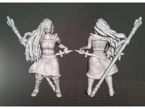 magic assassin games 28mm caster dagger dnd dungeons fantasy female lady rogue sorcerer staff tabletop wargame wargames wizard woman 3d print model - Mito3D