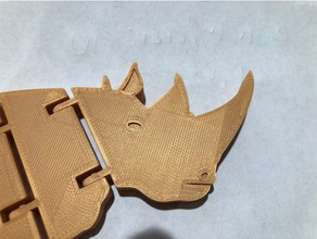 articulado rhino sudán a los animales articulados extinguido flexi flexible imprimir lugar 3d print model - Mito3D