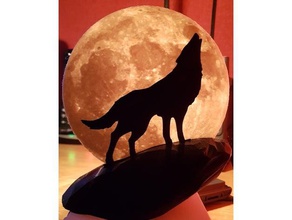 wolf howling moon sculptures 3d print model - Mito3D