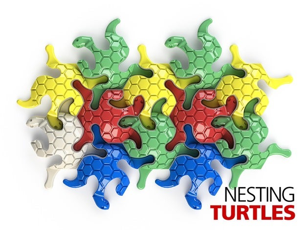 la anidación de las tortugas puzzles escher puzzle 3D print model - Mito3D