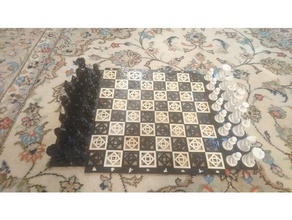 duvara monte spiral satranç tahtası seti 3d print model - Mito3D
