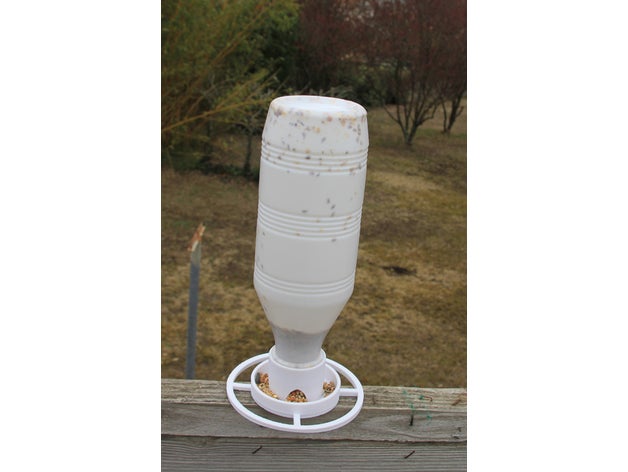 bird feeder milk bottle outdoor & garden openscad 3D print model - Mito3D