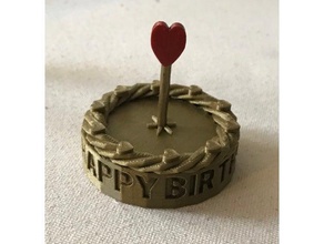 birthday cake heart candle decor happy 3d print model - Mito3D