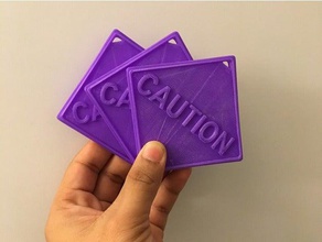 caution sign coins & badges 3d printer autodesk fusion 360 badge cute design replica 3d print model - Mito3D