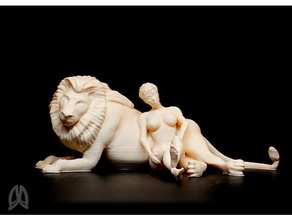 woman lion sculptures 3d print model - Mito3D