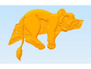 sleeping simba - king lion bas-relief customizable sculptures 3d print model - Mito3D