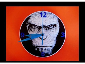 reloj 3d el planeta los simios art 3dlito cesar clock dibujo3d gorila guerra lithophane litofania mono multicolor orangutan two color war 3d print model - Mito3D