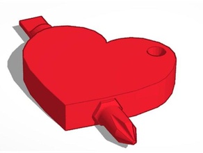flèche à travers le cœur tournevis porte-clés de cupidon keven nord l'amour trousseau clés la paix superkraftplayz outil outils utile saint valentin jour valentines cadeaux 3d print model - Mito3D