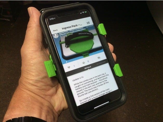 giriş -- iphone x otterbox defender kuppet kablosuz pil paketi cep telefonu şarj cihazı 3D print model - Mito3D