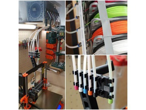 6 de spool filamentos contínuos caixa seca do sistema armazenamento bowden tubos Impressora 3d acessórios filamento titular tubo ptfe montagem a storrage da braçadeira 3d print model - Mito3D
