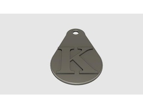 letter k key fob coins & badges keychain letters 3d print model - Mito3D