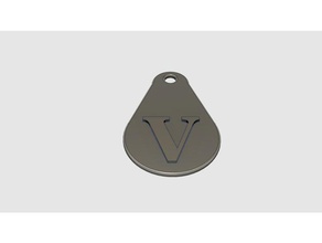 lettera v portachiavi monete & distintivi chiave keychain key fob lettere 3d print model - Mito3D