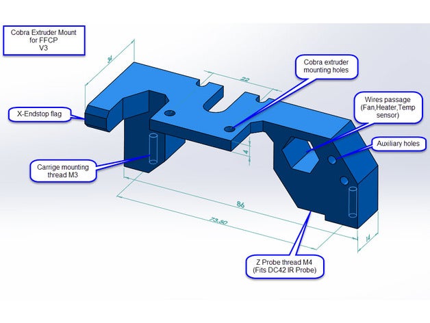 cobra extruder mount flashforge creator pro 3d printing ffcp micron eme micron3dp 3D print model - Mito3D
