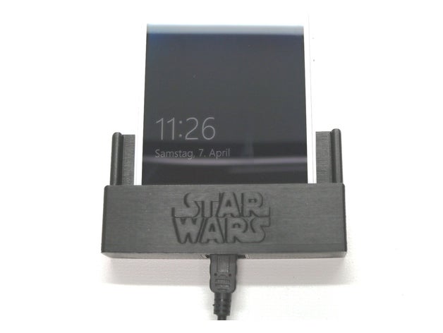 phone wall mount incl star wars logo mobile dock iphone stand smartphone holder 3D print model - Mito3D