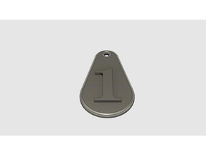 digit 1 key fob coins & badges keychain 3d print model - Mito3D