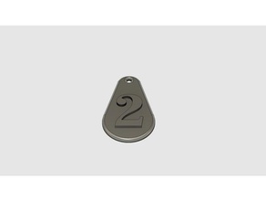 cifra 2 portachiavi monete & distintivi chiave keychain key fob 3d print model - Mito3D