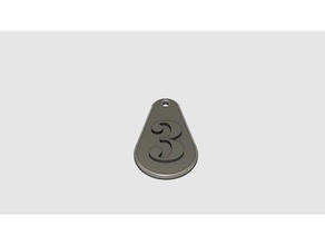 cifra 3 portachiavi monete & distintivi chiave keychain key fob 3d print model - Mito3D