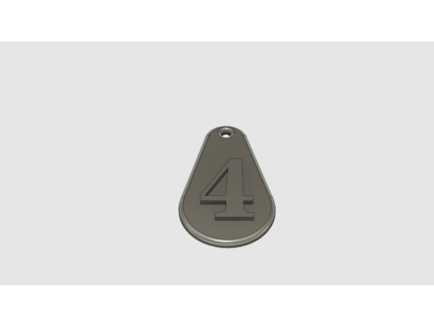 digit 4 key fob coins & badges keychain 3D print model - Mito3D