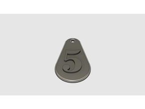 digit 5 key fob coins & badges keychain 3d print model - Mito3D