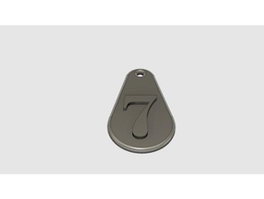digit 7 key fob coins & badges keychain 3d print model - Mito3D