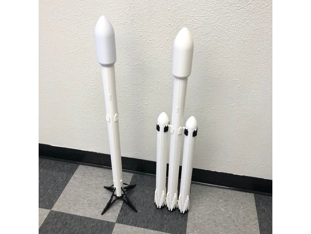 spacex falcon heavy & 9 vehículos cohete de 3D print model - Mito3D