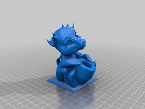 baby dragon pen holder no supports sculptures benchmark benchy cute remix 3d print model - Mito3D