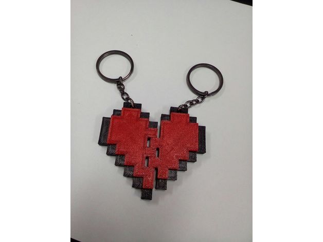 coração de pixel chaveiros 3D print model - Mito3D