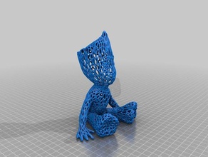 baby groot sitting voronoi sculptures 3d print model - Mito3D