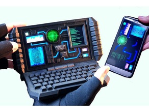computer phone stand props case cosplay prop display electronics future futuristic holder iphone laptop movie post-apocalyptic retro scifi screen smartphone 3d print model - Mito3D