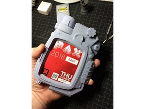 pip-boy 3000 mk iv badge holder props fallout 3 4 pax pipboy pipboy3000 3d print model - Mito3D