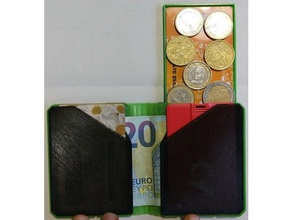 slim wallet moda le bollette card monete la carta di credito euro identità licenza minimalista, portafoglio borsa sottile caso 3d print model - Mito3D