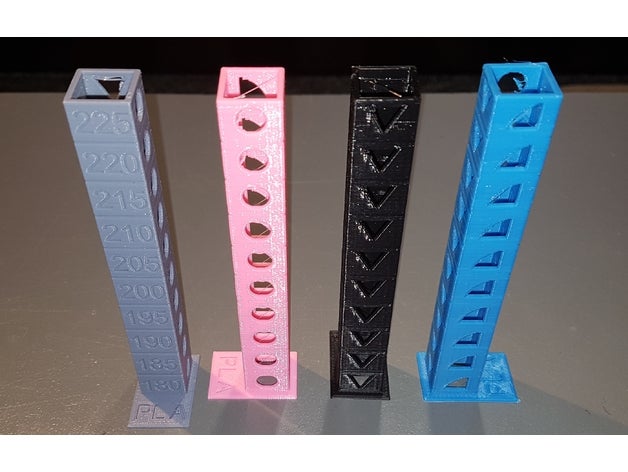 temp tower tour rature pla 3d printing tests temperature 3D print model - Mito3D