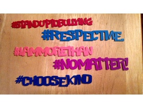 anti-bullying hashtags signs & logos anti bullying stop support 3d print model - Mito3D