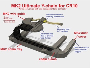 cr-10 ultimate y-chain mk2 y-axis drag chain bottom mounting 3d printer parts bed connector cr10 cr10s creality dragchain heat heatbed tevo tornado xt60 holder 3d print model - Mito3D
