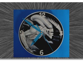 alien reloj 3d art clock dibujo3d extraterrestrial lithophane litofania relief relieve space terror 3d print model - Mito3D