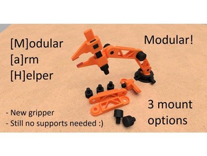 mah - modular arm helper no support easy print robotics claw claws desk mount grip gripper holder pliers robot 3d print model - Mito3D